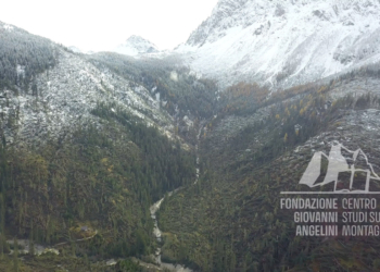 Danni provocati dalla tempesta Vaia in Val Visdende, Col di Caneva, sullo sfondo i Lastroni.