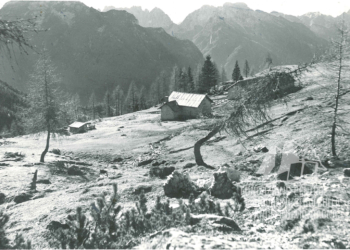 Monte Celo e Monti del Sole da Casera Duran. Anni '60.