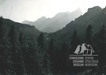 Forcella Staulanza e il Civetta sullo sfondo dal Rifugio Città di Fiume. 1968.