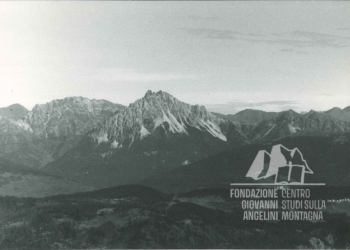 Panorama dal Col Vidal verso l’altopiano di Danta e le Crode del Longerin.1968.