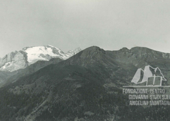 Il Col di Lana e la Marmolada dalla zona del Sass de Stria. Anni '60.