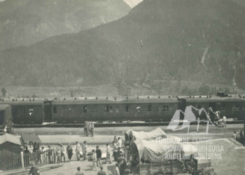 Treno ospedale alla stazione di Calalzo. 1915.