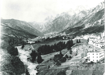 Auronzo e il torrente Ansiei. Anni '20.